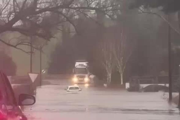 Video: Car stranded in flood at Ballycrummy Road