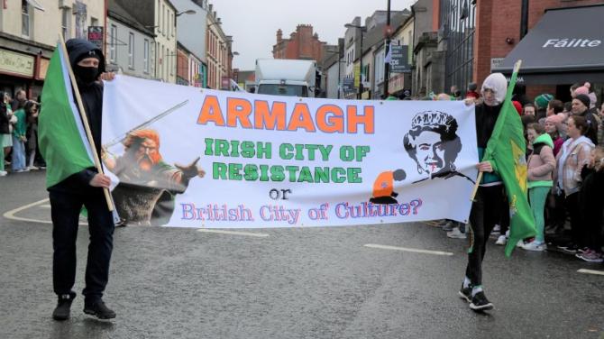 Questions asked after 'offensive and divisive' banner appears during St Patrick Day parade