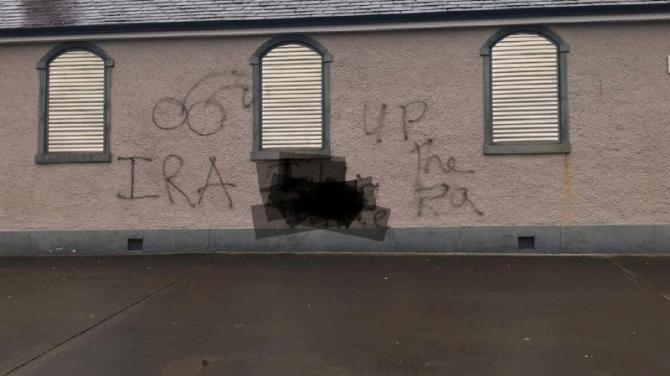 Graffiti attack on Crosskeys Orange Hall a 'despicable act'