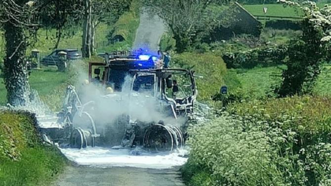 Emergency services called to scene of tractor fire